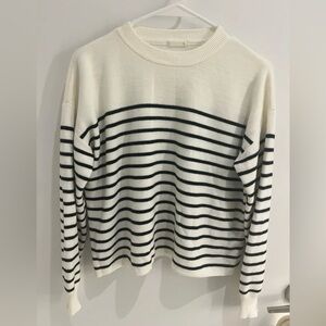 GU loose fit lightweight classic crewneck striped pullover knitwear sweater